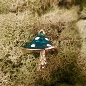 Gold and Green Mushroom Pendant